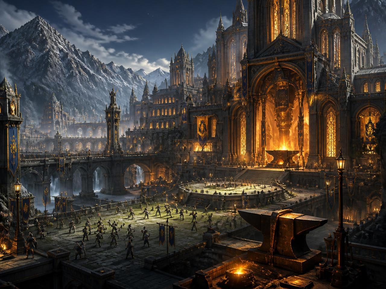 Everforge — A noble mountain city built around the Great Forge, where guardians and master craftsmen earn their strength through discipline rather than war.